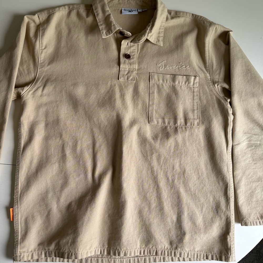 Tan Long Sleeve Tee with Classic Collar